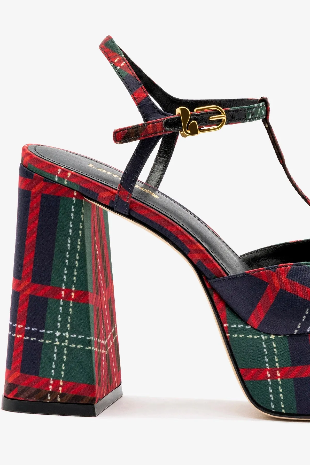 Pixie Pump In Red Tartan Satin sold by Larroude product image thumbnail 4