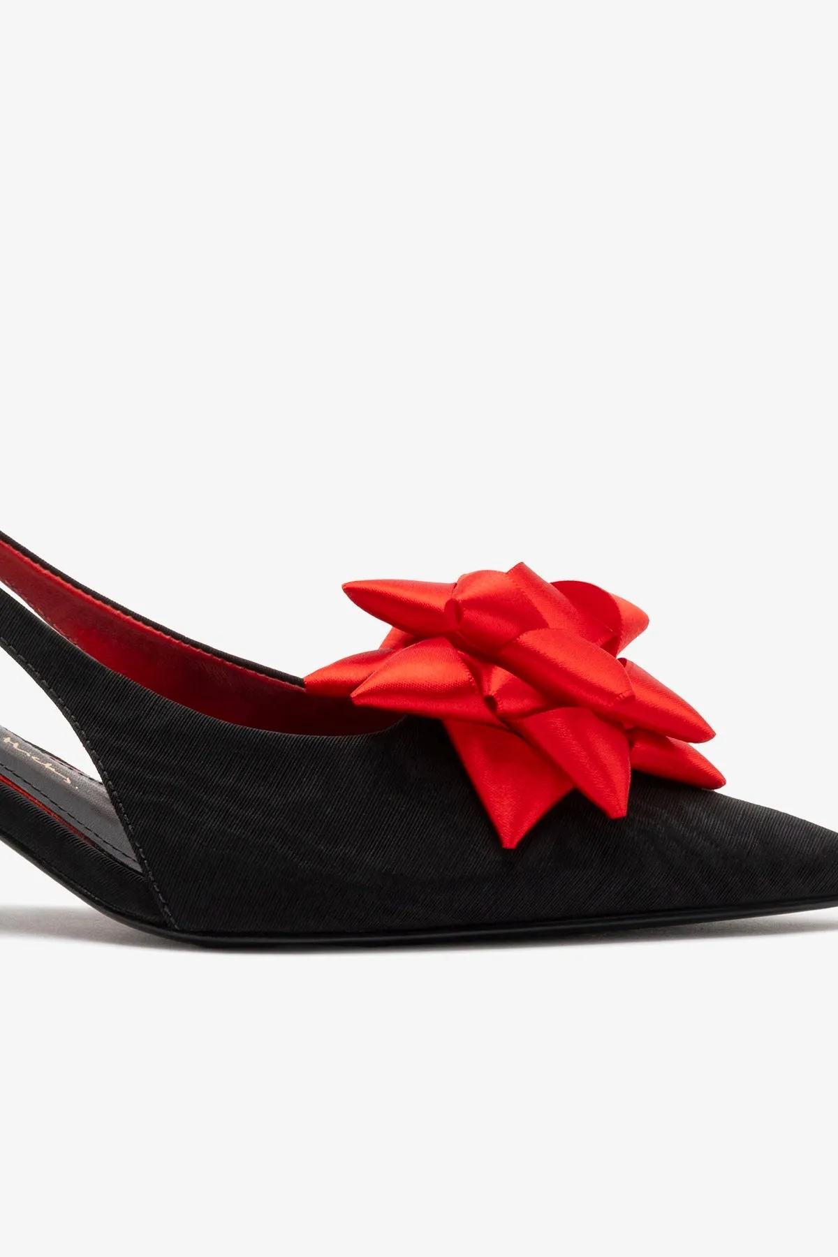 Larroudé x Angelica Hicks Bow Pump Low In Black Silk sold by Larroude product image thumbnail 4