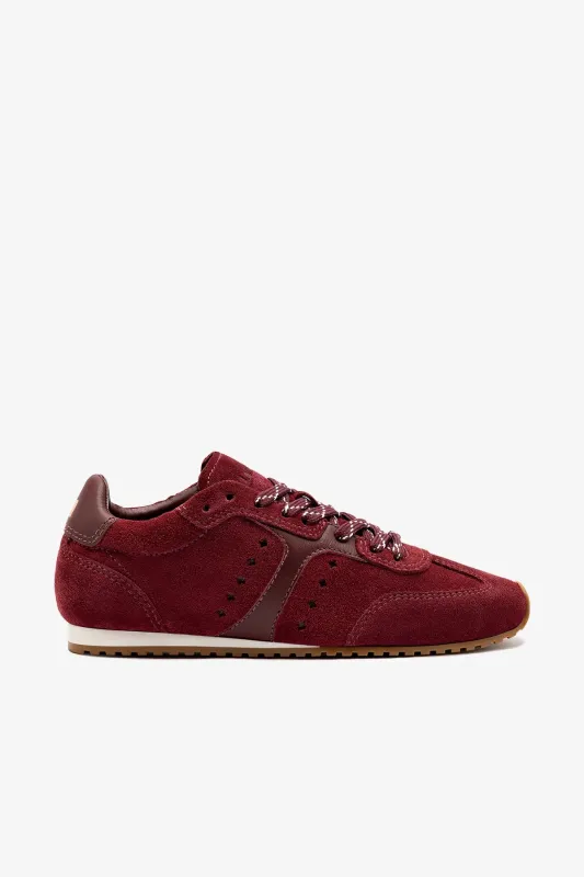Stella Sneaker In Burgundy Suede sold by Larroude