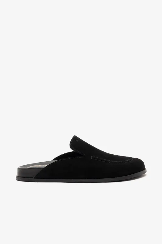 Larroudé x Parke Clog In Black Suede sold by Larroude