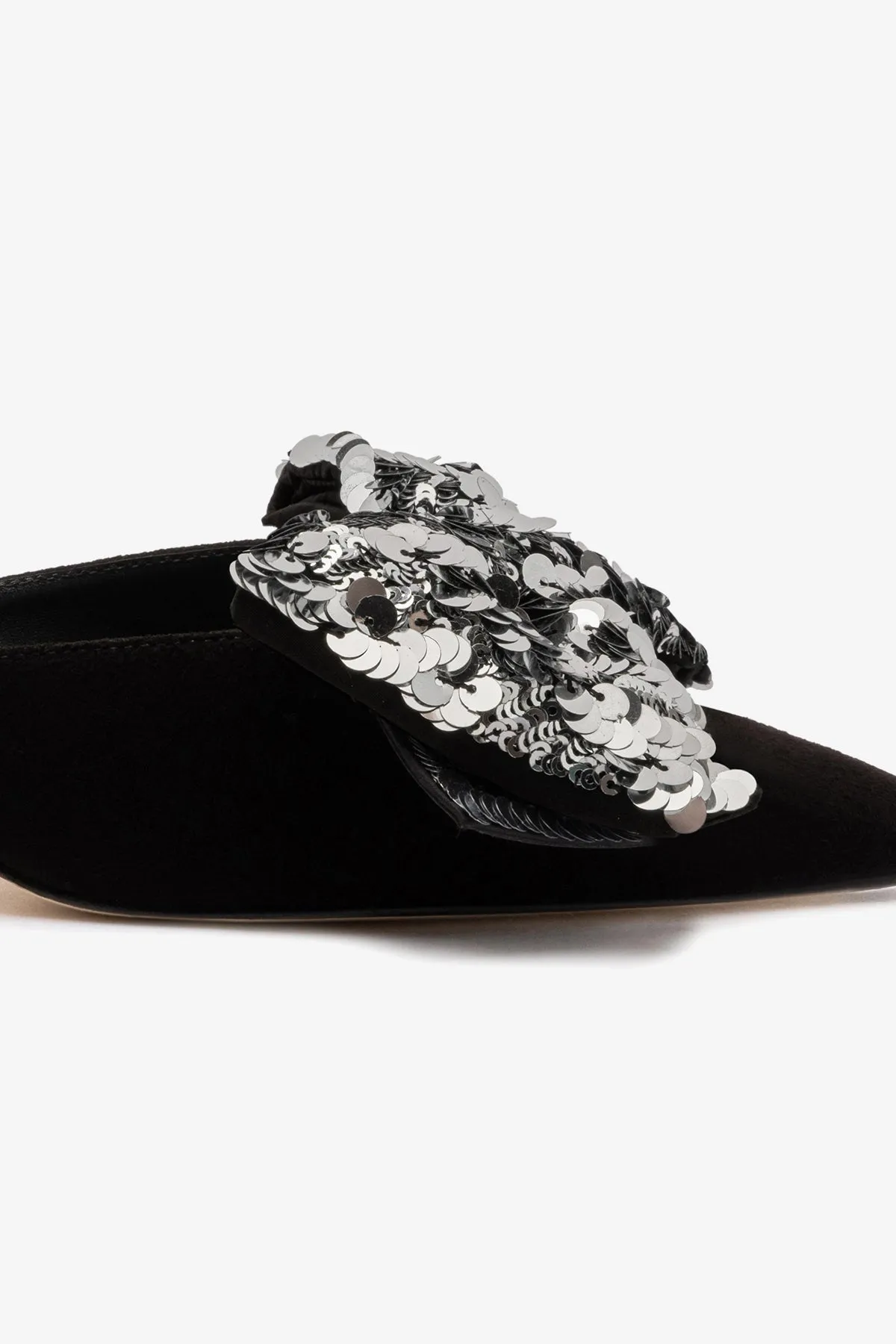 Mini Elle Pump In Black Suede and Silver Sequins sold by Larroude product image thumbnail 4
