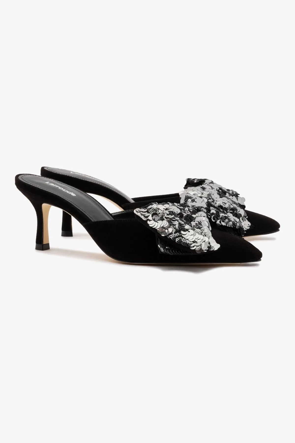 Mini Elle Pump In Black Suede and Silver Sequins sold by Larroude product image thumbnail 3