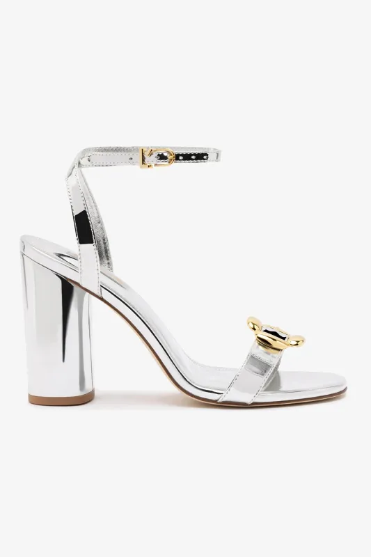 Maizie Sandal In Silver Specchio sold by Larroude