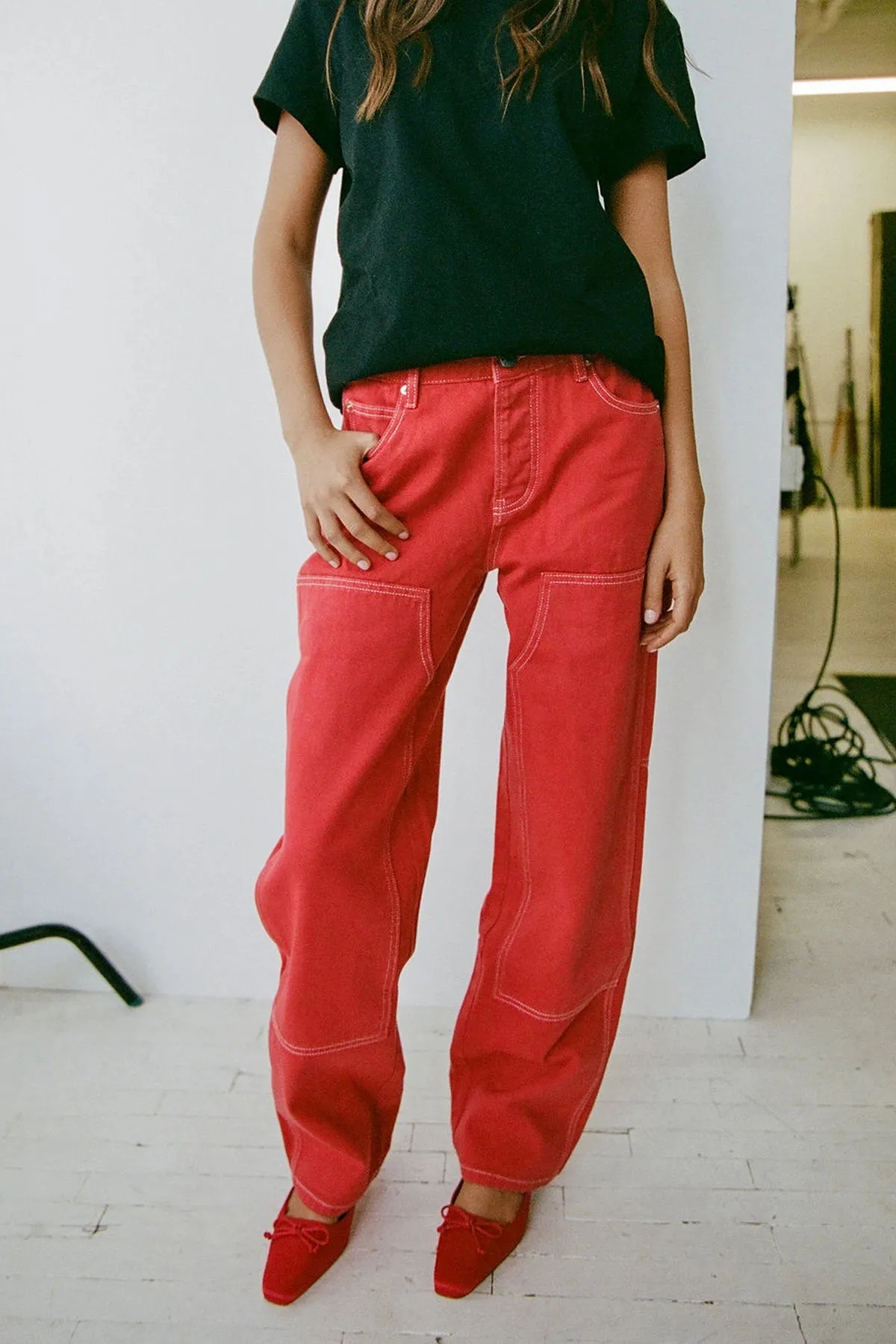 Larroudé x Parke Mule In Cherry Satin sold by Larroude product image thumbnail 5