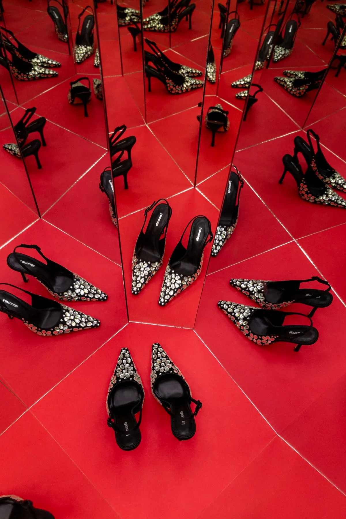 Carine Crystal Pump In Black Satin sold by Larroude product image thumbnail 5