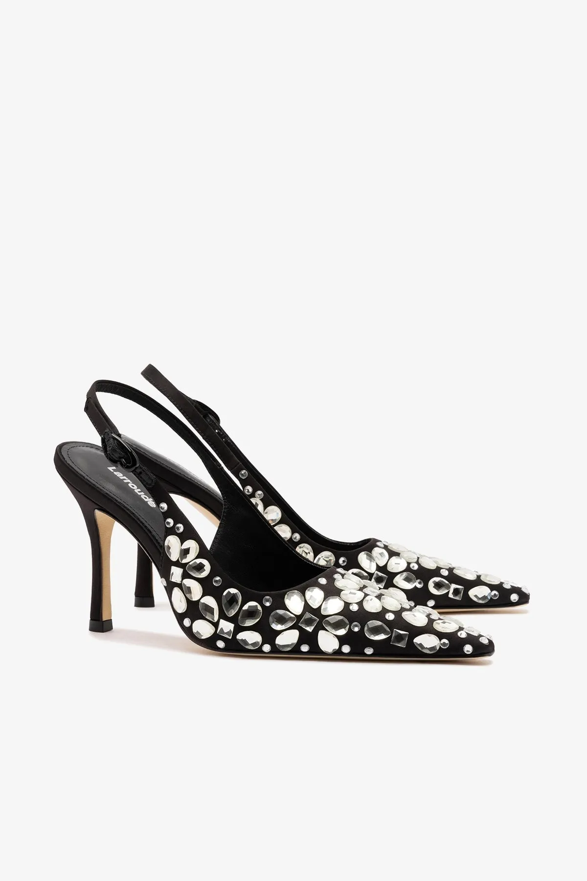 Carine Crystal Pump In Black Satin sold by Larroude product image thumbnail 3