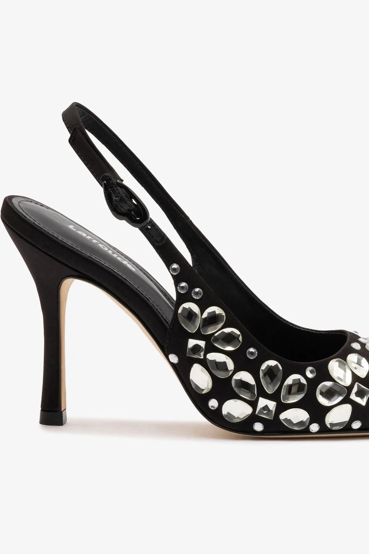 Carine Crystal Pump In Black Satin sold by Larroude product image thumbnail 4