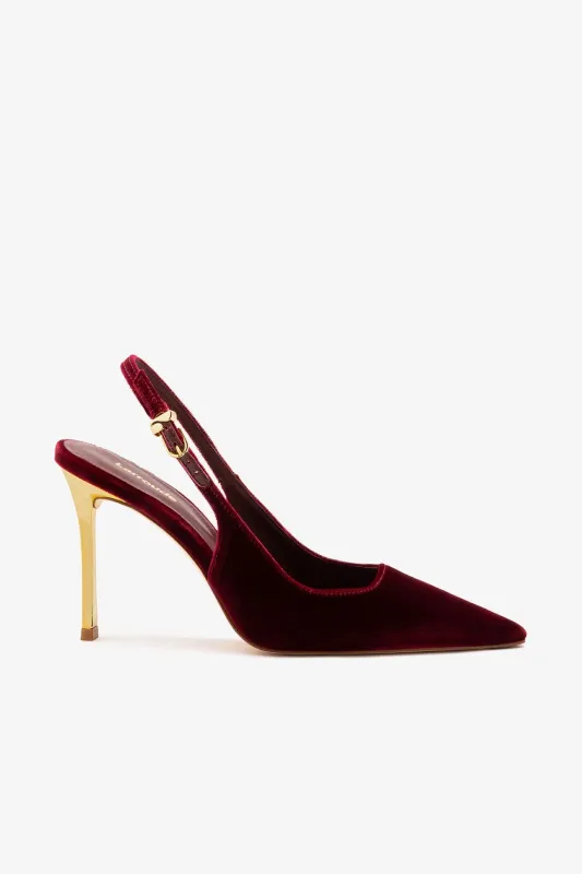 Kaitlan Pump In Wine Velvet sold by Larroude