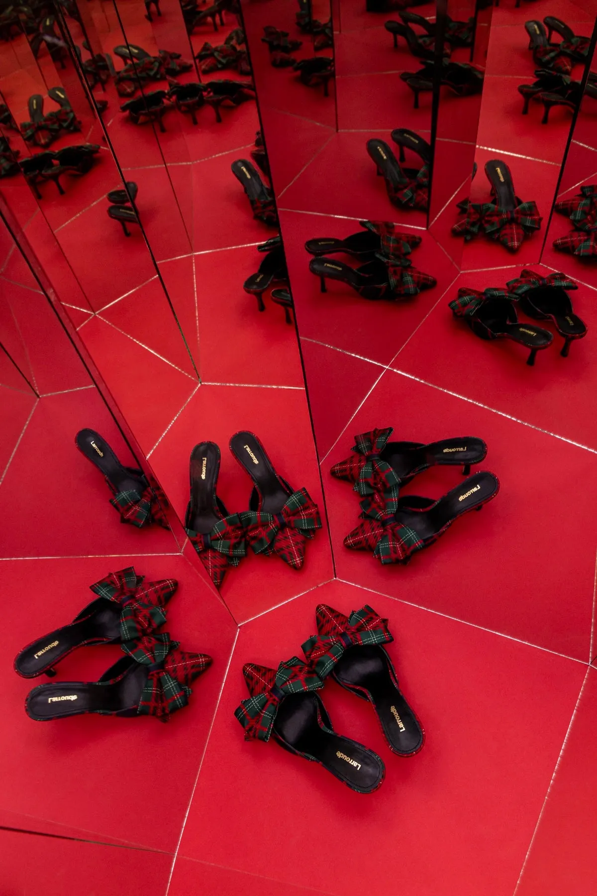 Mini Elle Pump In Red Tartan Satin sold by Larroude product image thumbnail 2