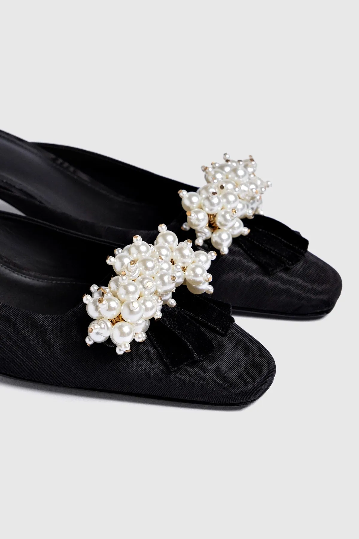 Amal Pearl Mule In Black Fabric sold by Larroude product image thumbnail 5