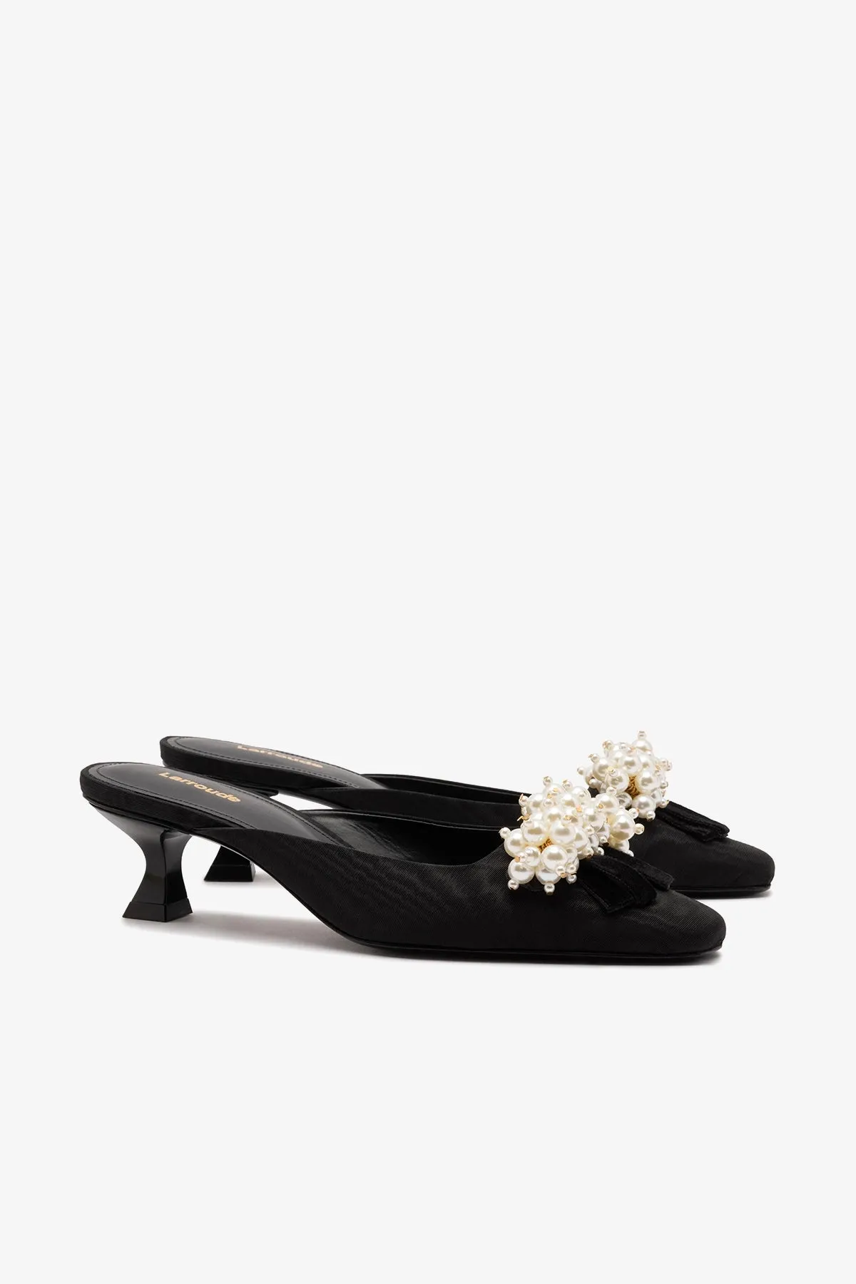 Amal Pearl Mule In Black Fabric sold by Larroude product image thumbnail 3