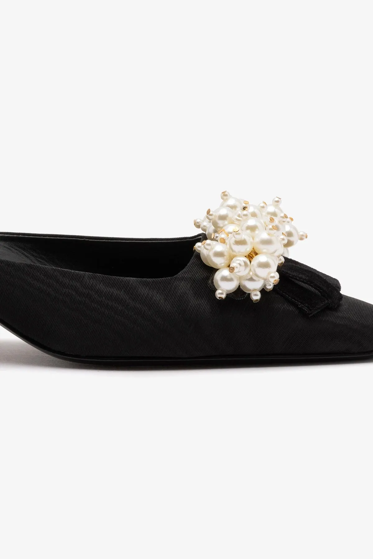 Amal Pearl Mule In Black Fabric sold by Larroude product image thumbnail 4