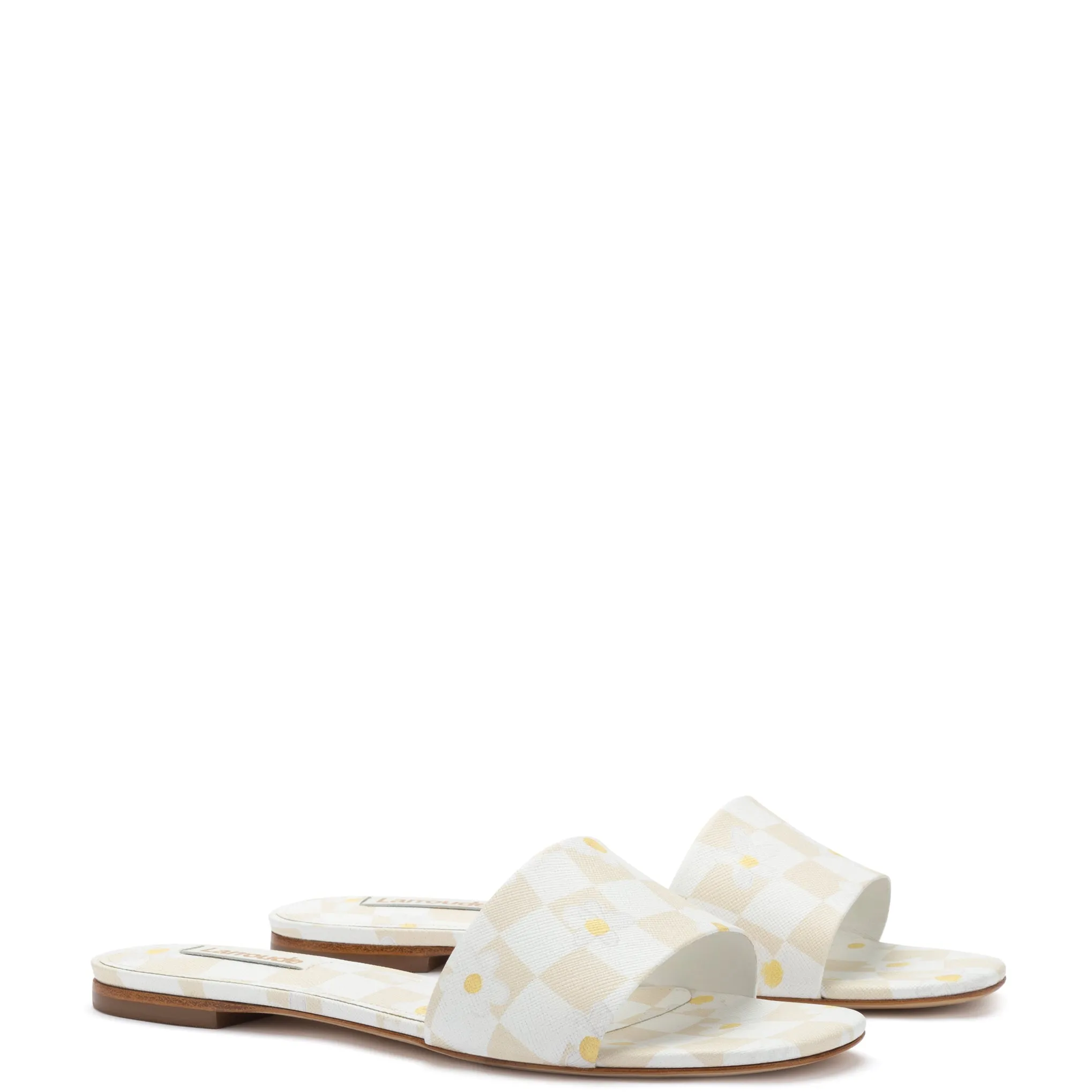 Ivy Flat Mule In Tan Chess Saffiano sold by Larroude product image thumbnail 2