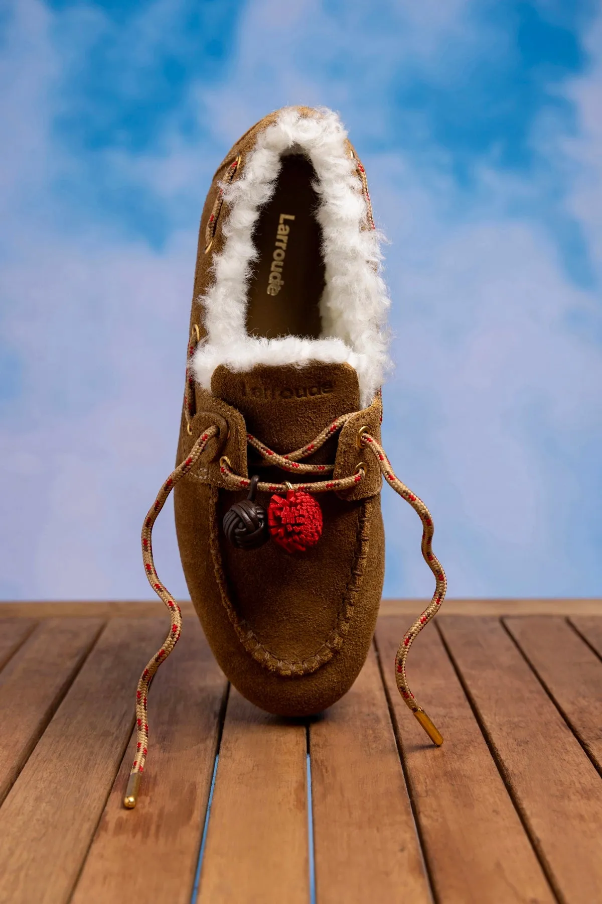 Cyprus Boat Shoe In Russet Suede and Natural Shearling sold by Larroude product image thumbnail 2