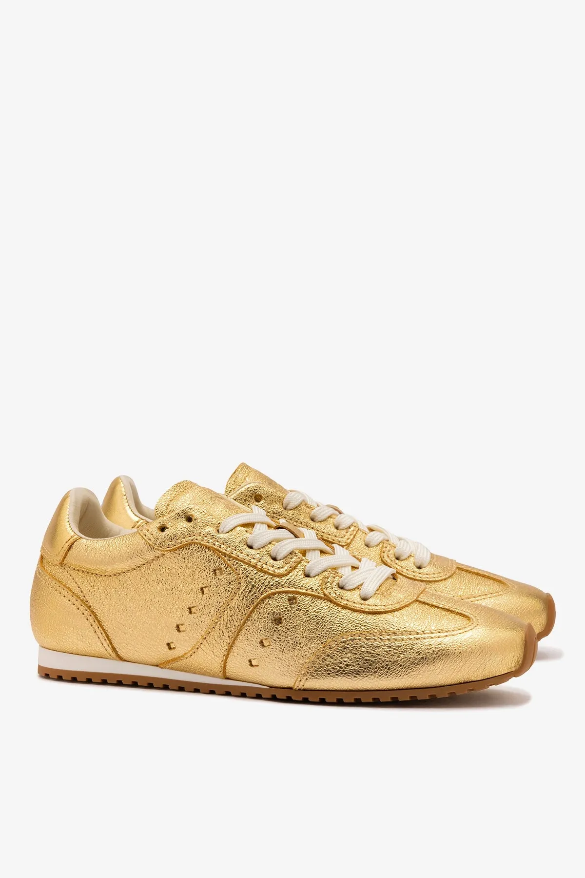 Stella Sneaker In Gold Metallic Leather sold by Larroude product image thumbnail 4