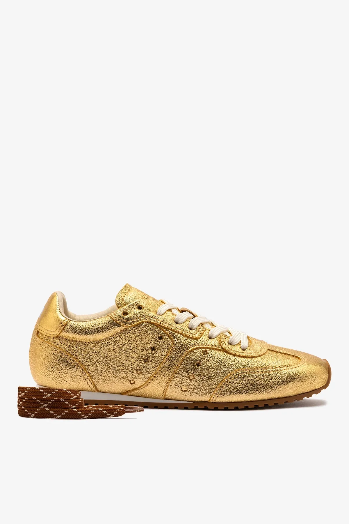 Stella Sneaker In Gold Metallic Leather sold by Larroude product image thumbnail 3