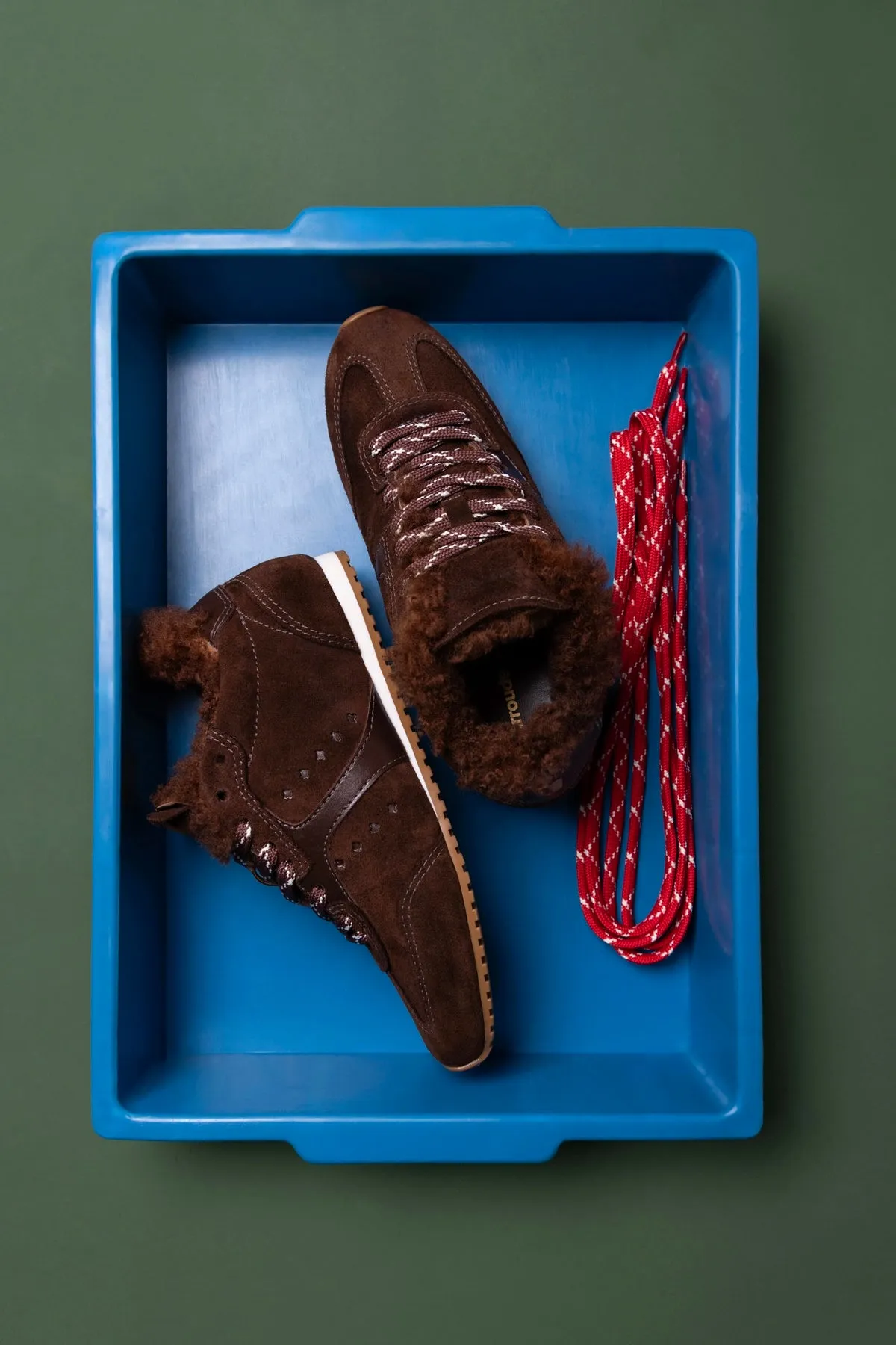 Stella Sneaker In Brown Suede and Brown Shearling sold by Larroude product image thumbnail 5