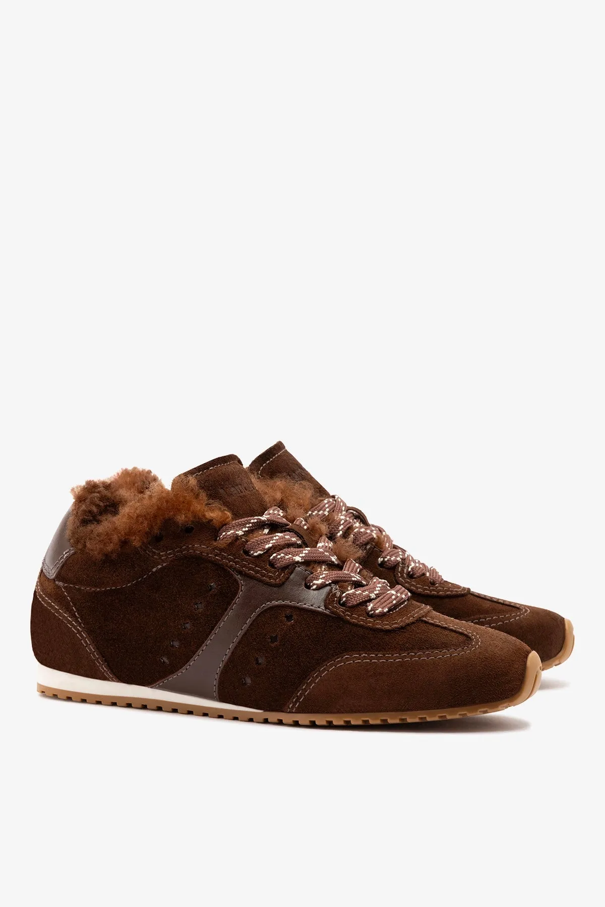 Stella Sneaker In Brown Suede and Brown Shearling sold by Larroude product image thumbnail 4