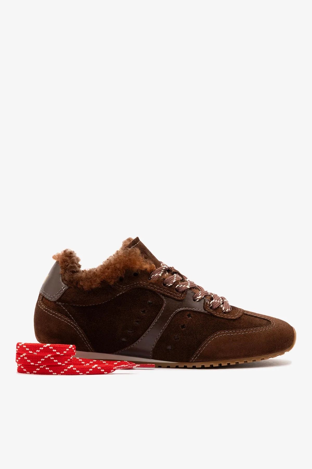 Stella Sneaker In Brown Suede and Brown Shearling sold by Larroude product image thumbnail 3