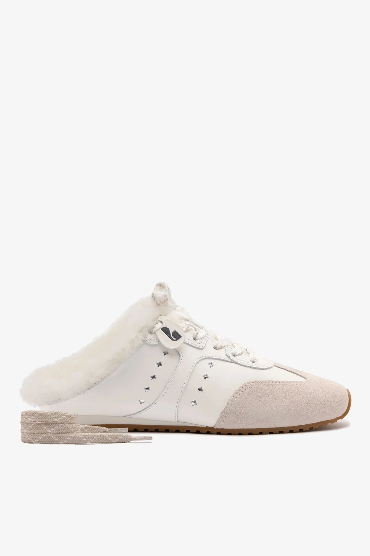 Stella Mule In Mushroom Grey Suede and White Shearling sold by Larroude product image thumbnail 4