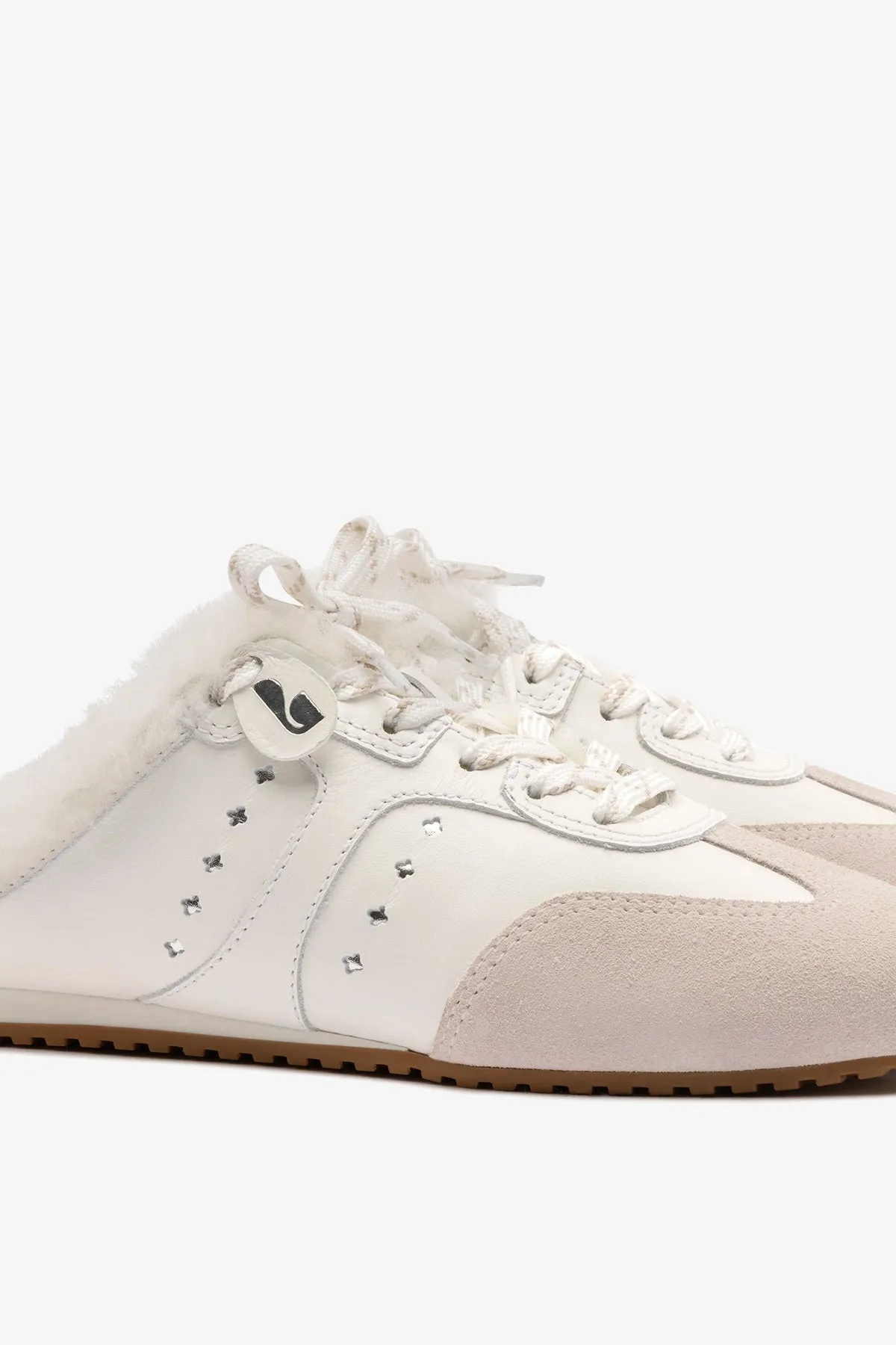 Stella Mule In Mushroom Grey Suede and White Shearling sold by Larroude product image thumbnail 5