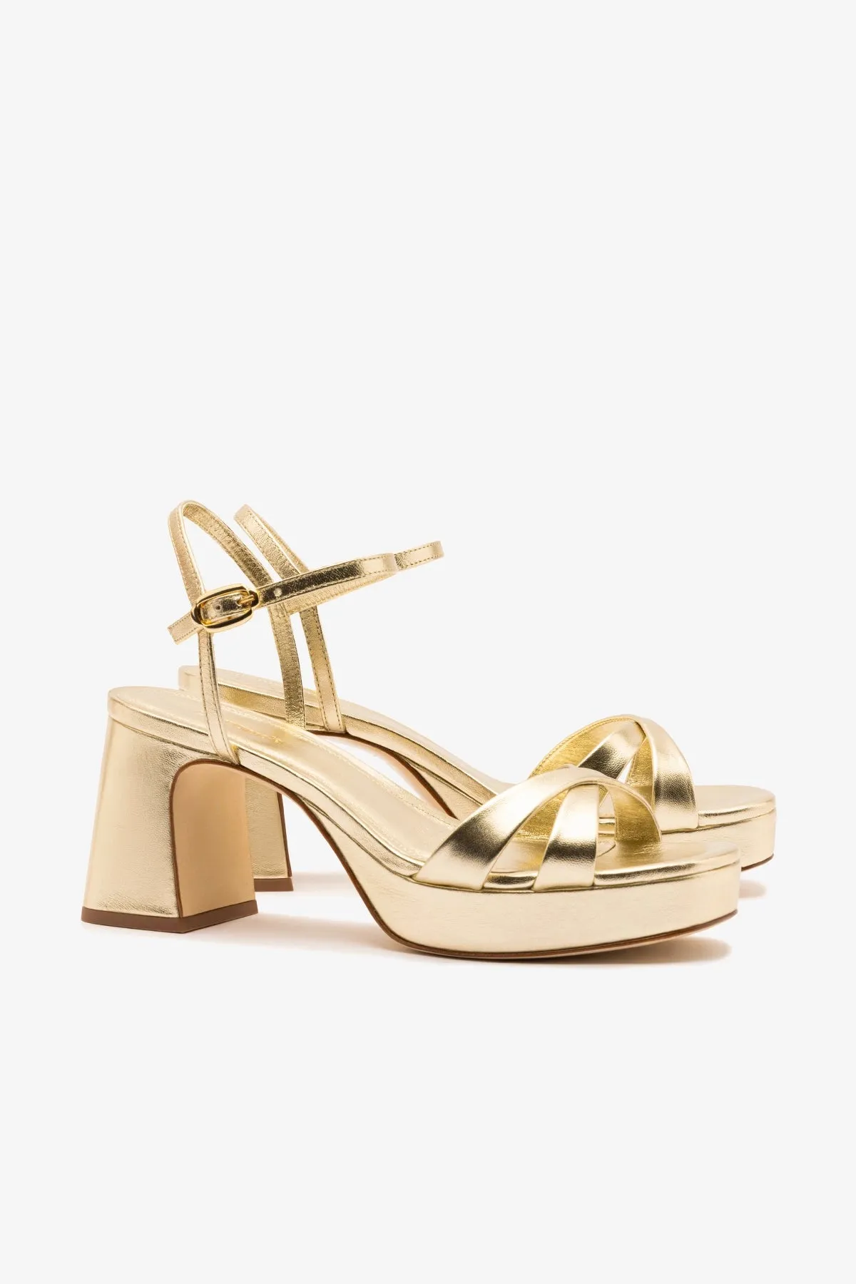 Bianca Low Sandal In Platina Metallic Leather sold by Larroude product image thumbnail 2