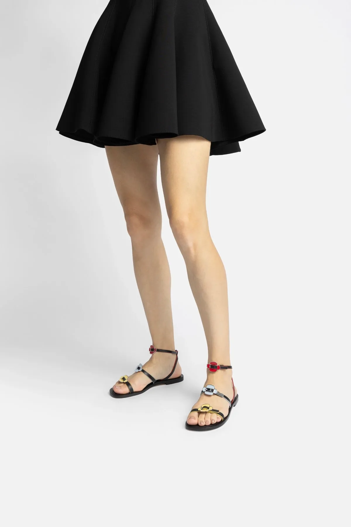 Tinx Flat Sandal In Black Leather sold by Larroude product image thumbnail 2