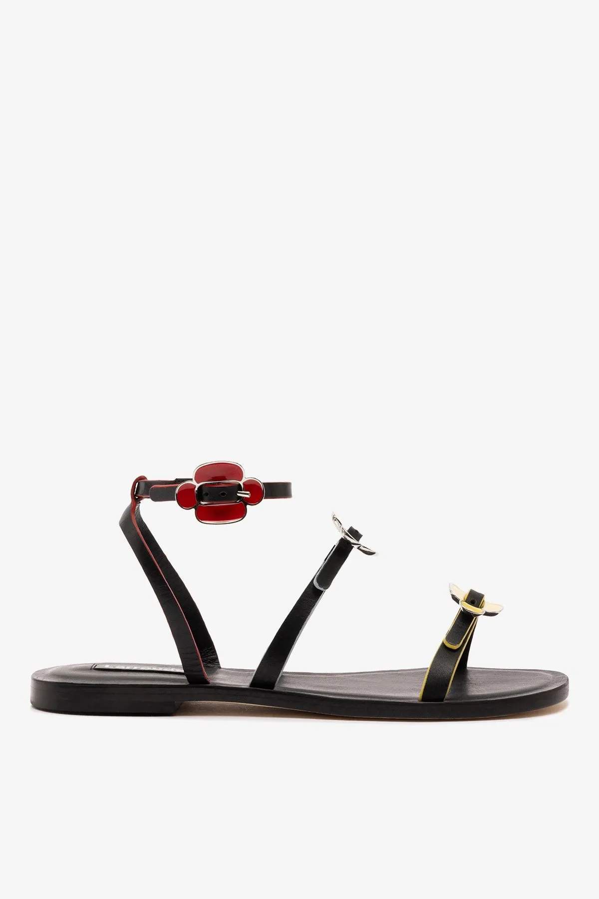Tinx Flat Sandal In Black Leather sold by Larroude