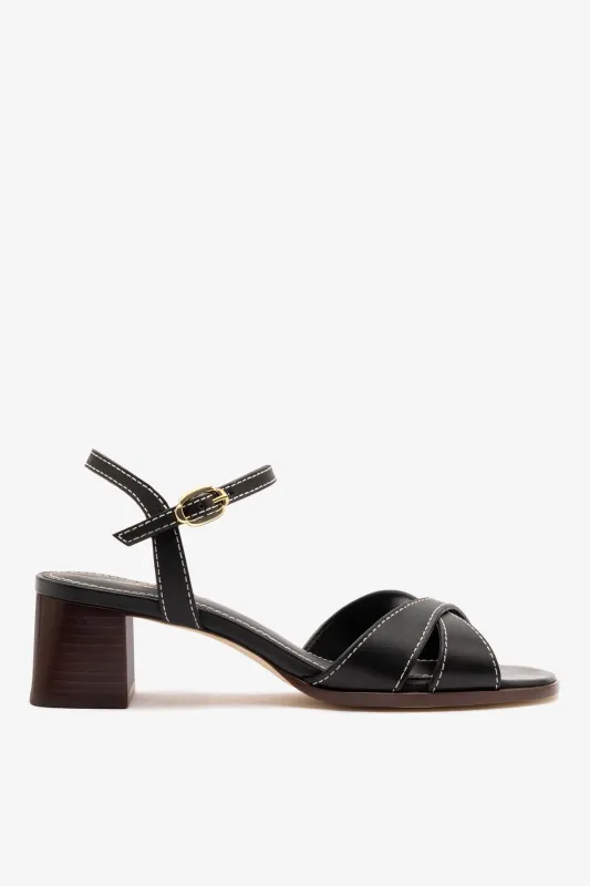 Roma Sandal In Vegetale Black Leather sold by Larroude