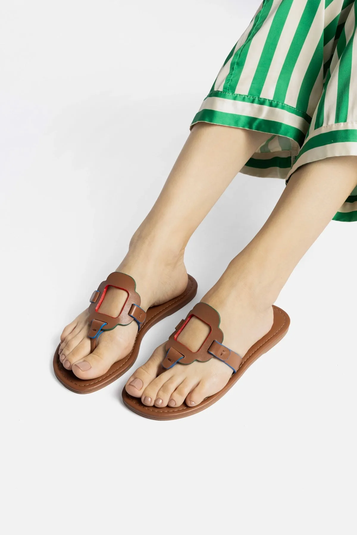 Margherita Thong Sandal In Caramel Leather sold by Larroude product image thumbnail 2
