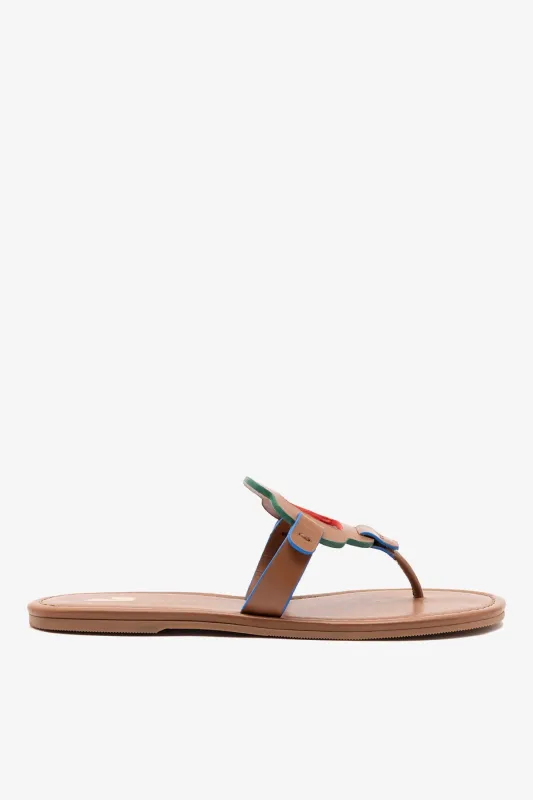 Margherita Thong Sandal In Caramel Leather sold by Larroude