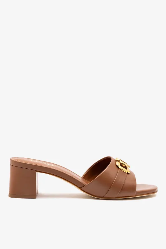 Franca Block Sandal In Caramel Leather sold by Larroude