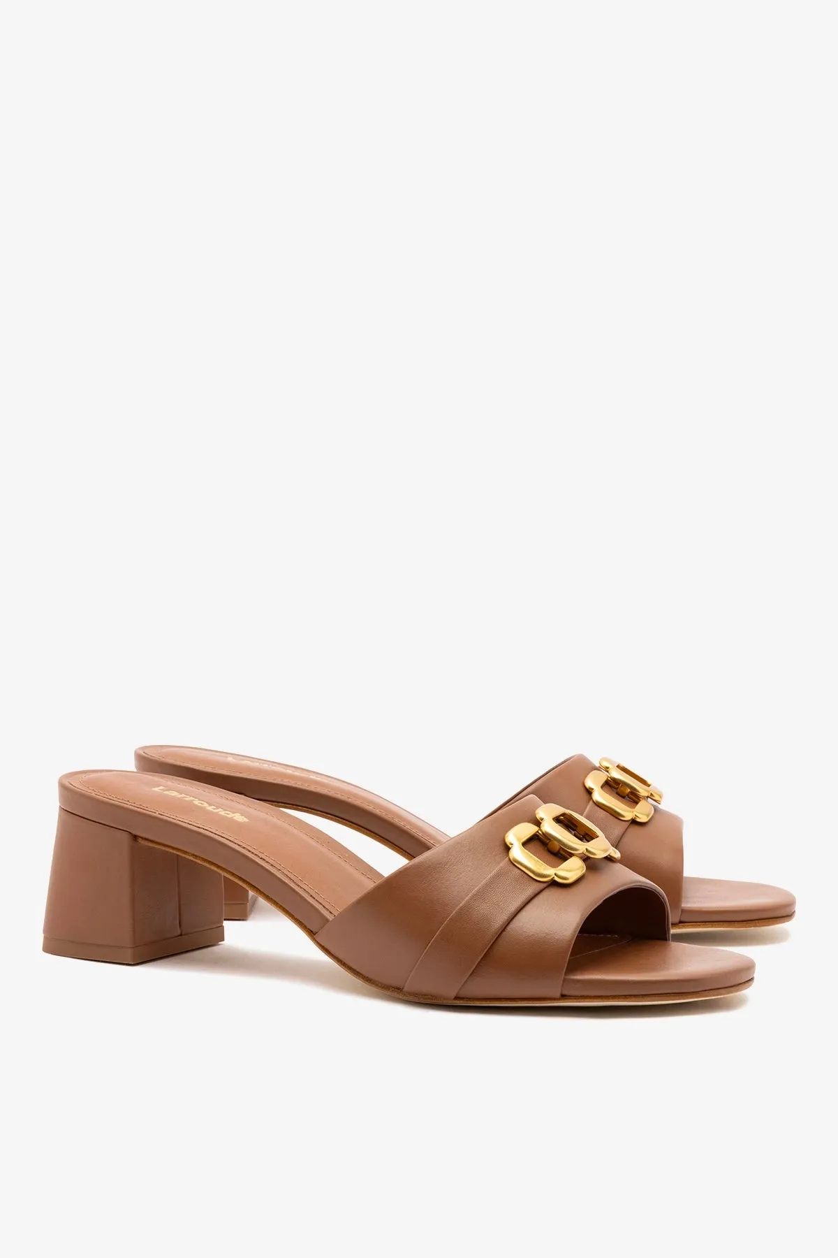 Franca Block Sandal In Caramel Leather sold by Larroude product image thumbnail 3