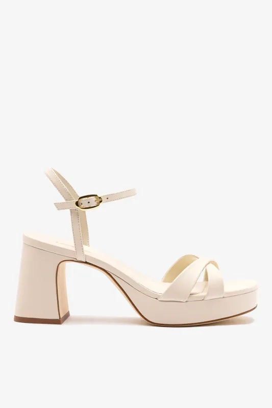 Bianca Low Sandal In Ivory Leather sold by Larroude