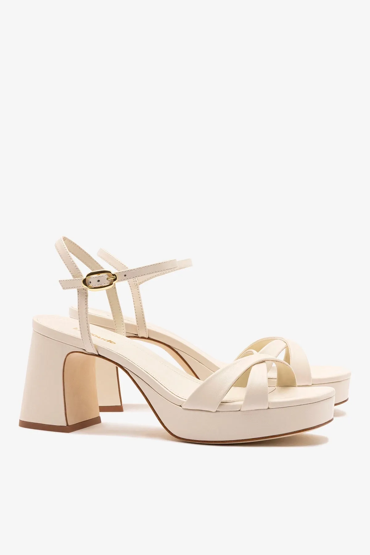 Bianca Low Sandal In Ivory Leather sold by Larroude product image thumbnail 3