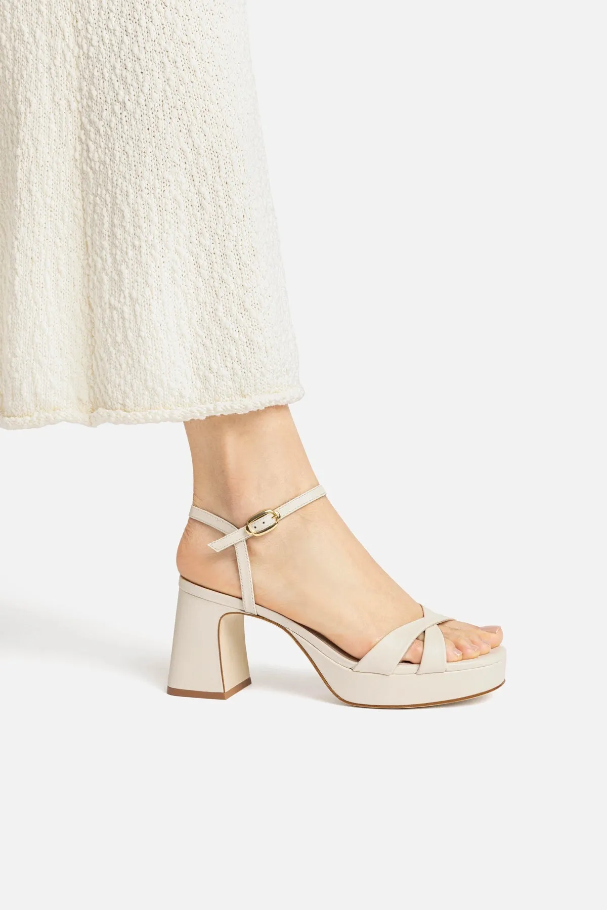 Bianca Low Sandal In Ivory Leather sold by Larroude product image thumbnail 5