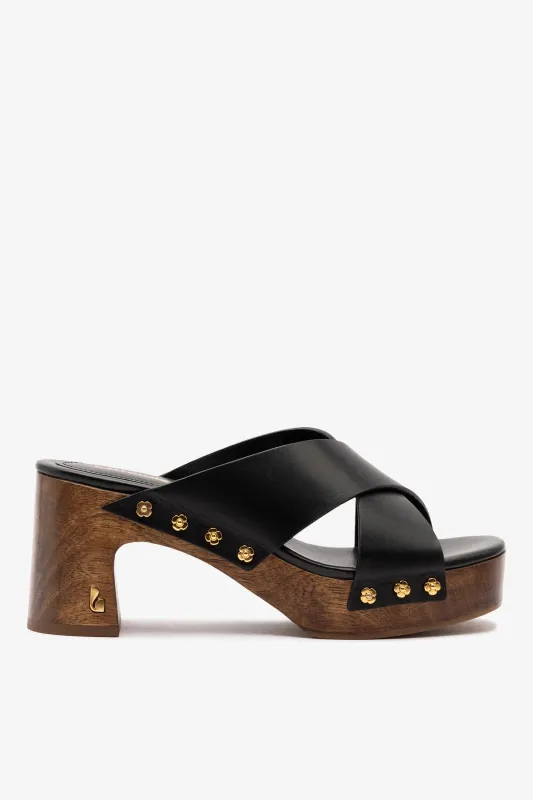 Talitha Dolly Mule In Black Leather sold by Larroude