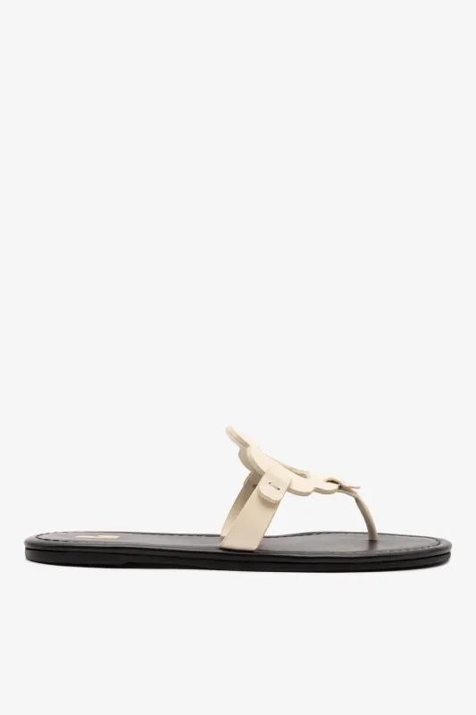 Margherita Thong Sandal In Ivory Leather sold by Larroude