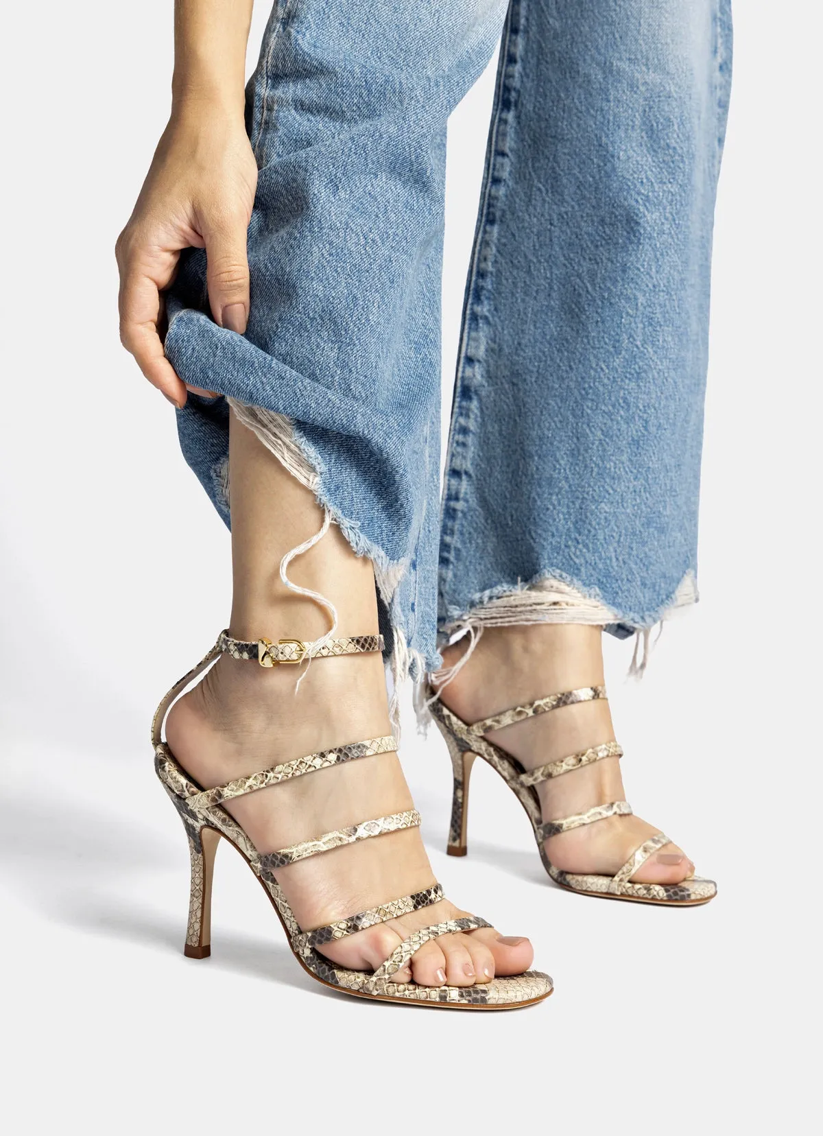 Sasha Sandal In Natural Snake Leather sold by Larroude product image thumbnail 2