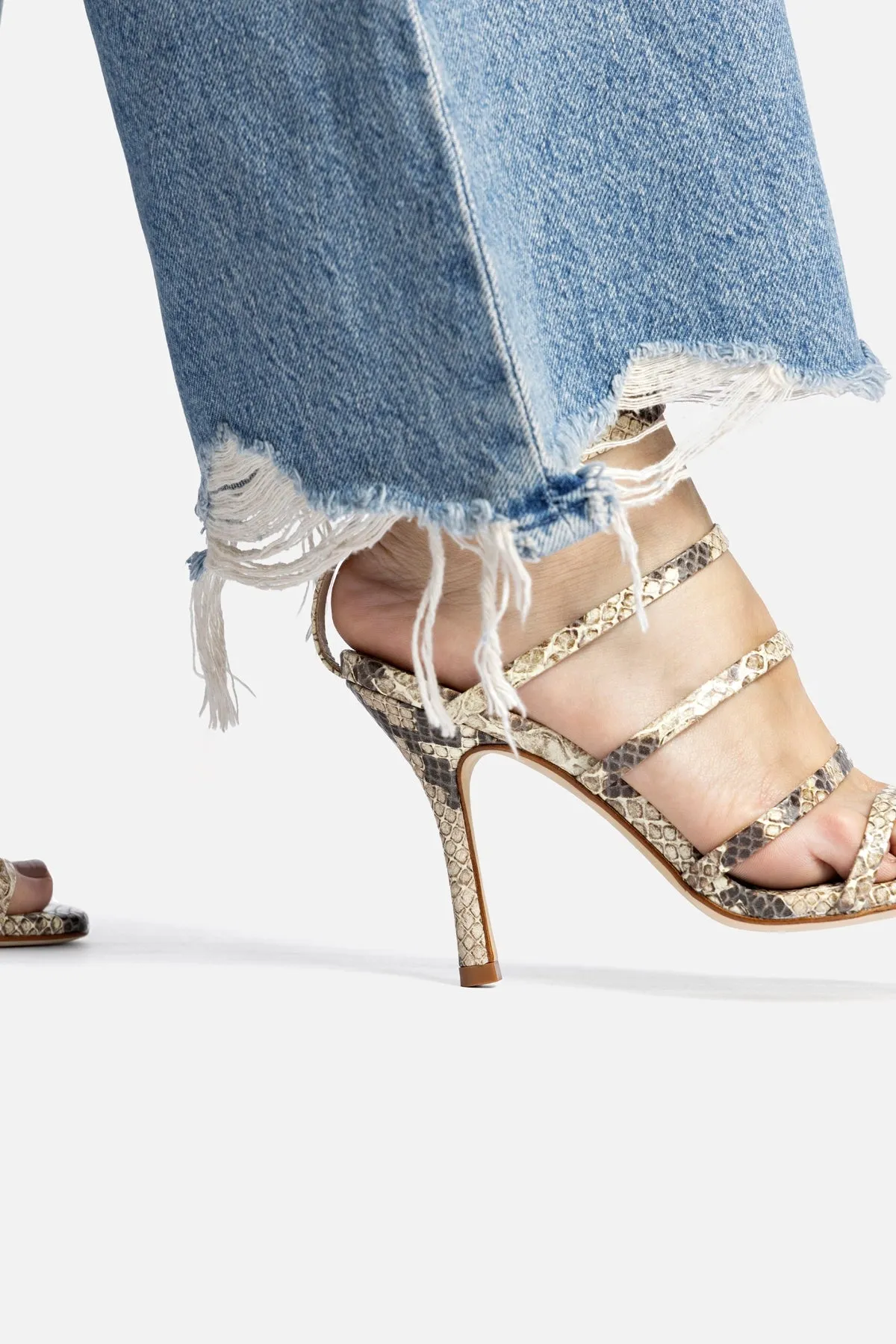 Sasha Sandal In Natural Snake Leather sold by Larroude product image thumbnail 5