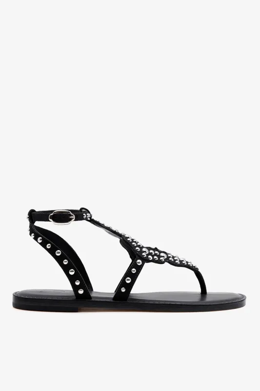Fiorella Sandal In Black Suede sold by Larroude