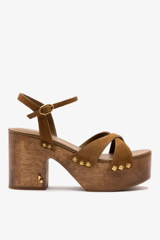 Talitha Sandal In Russet Suede sold by Larroude