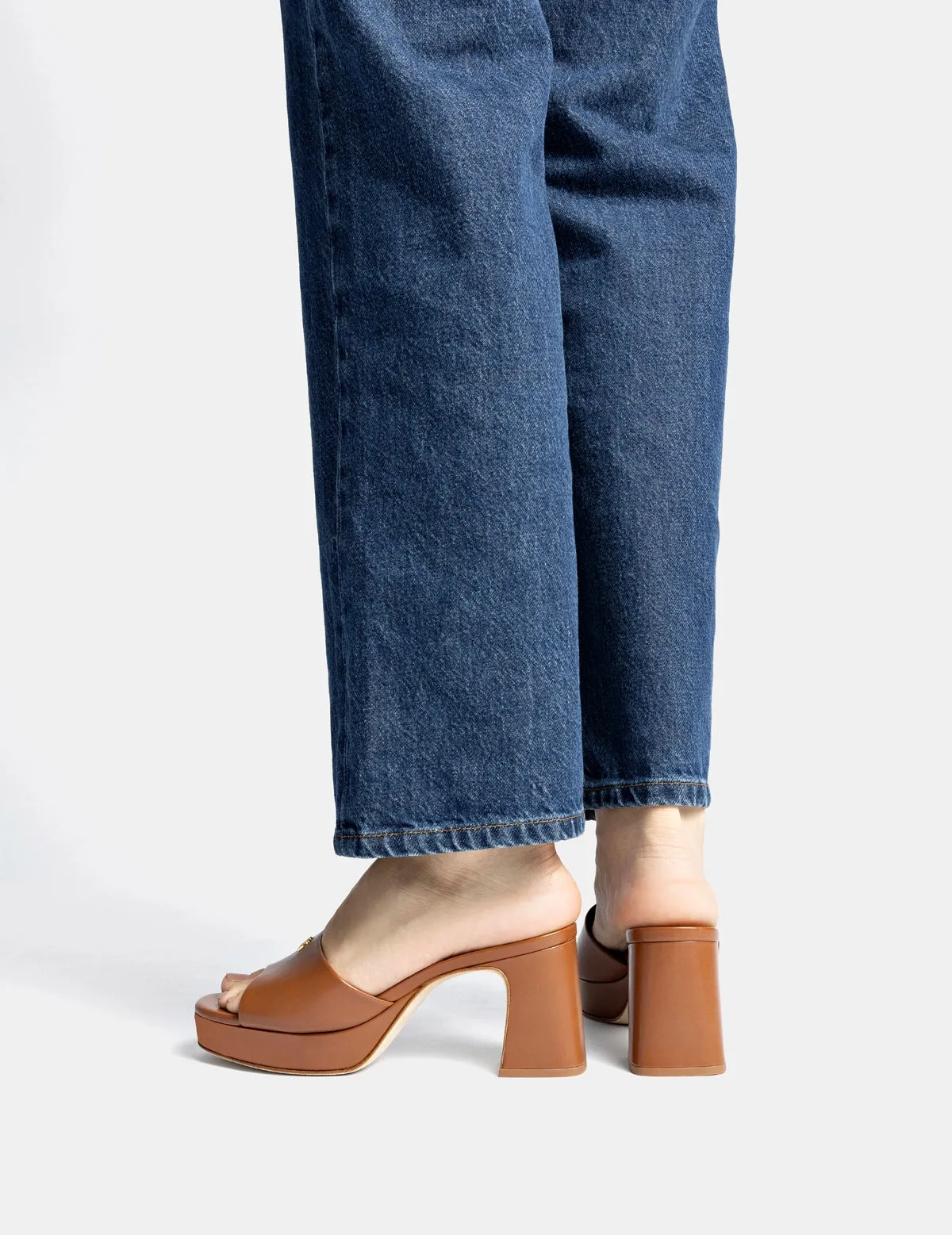 Dolly Low Mule In Caramel Leather sold by Larroude product image thumbnail 5