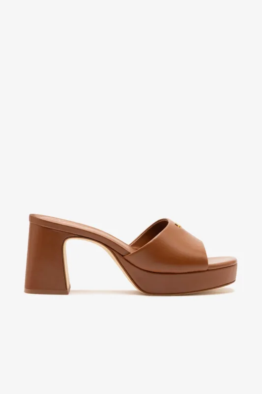 Dolly Low Mule In Caramel Leather sold by Larroude