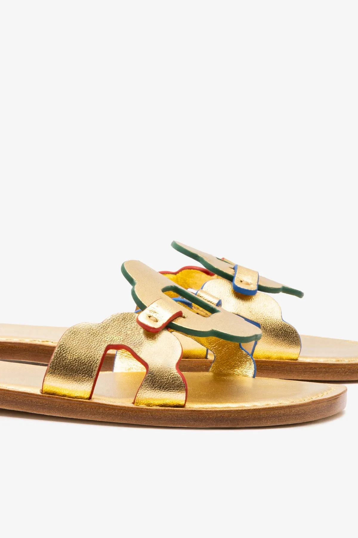 Margherita Slide In Metallic Gold Leather sold by Larroude product image thumbnail 4