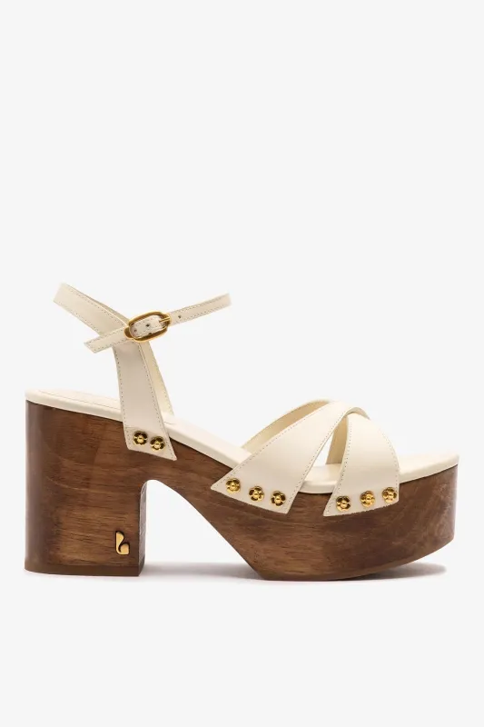 Talitha Sandal In Ivory Leather sold by Larroude