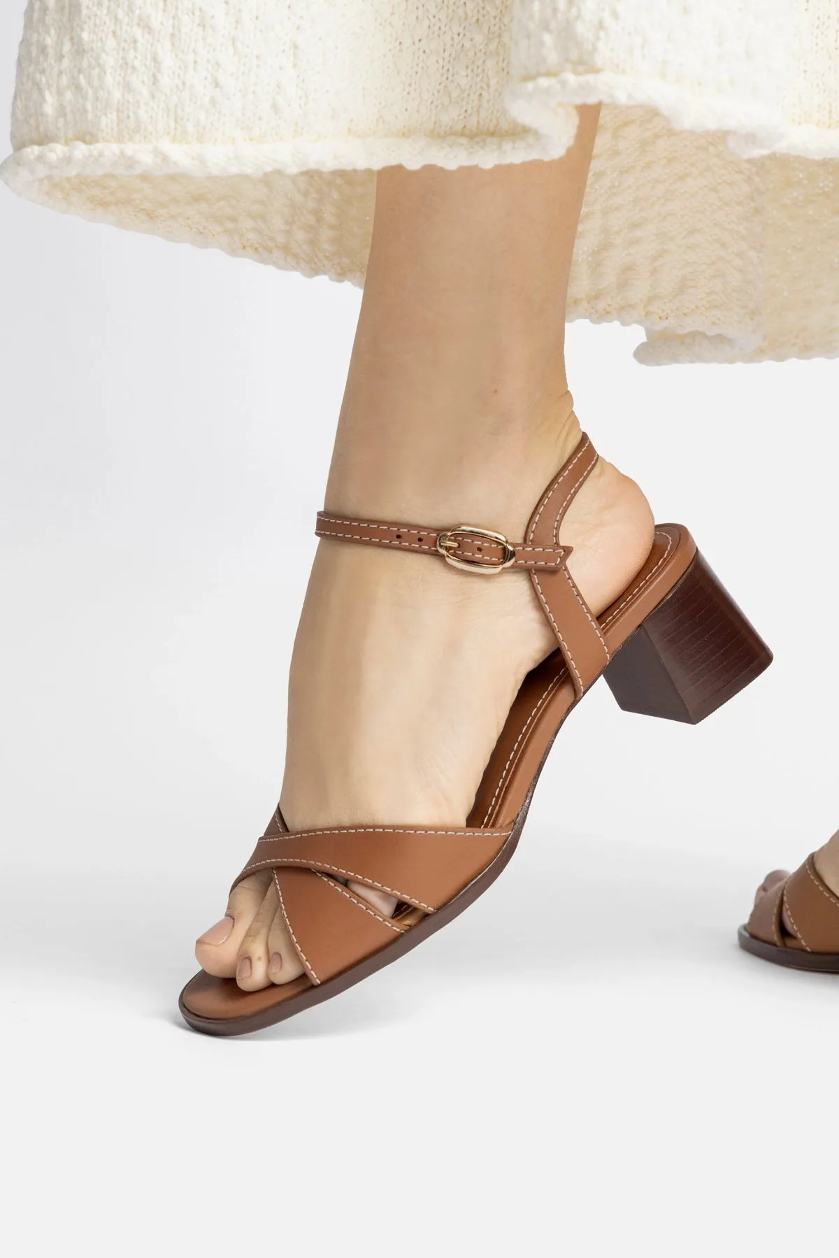 Roma Sandal In Vegetale Caramel Leather sold by Larroude product image thumbnail 2