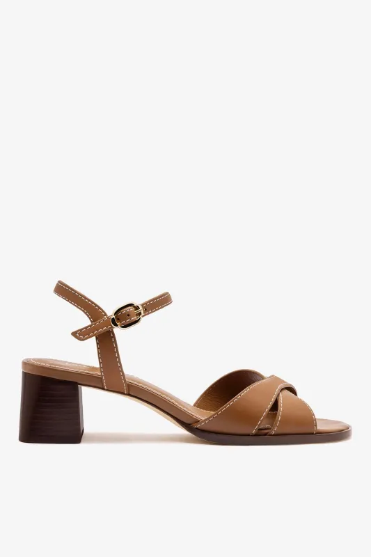 Roma Sandal In Vegetale Caramel Leather sold by Larroude