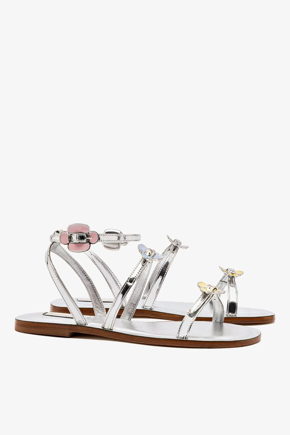 Tinx Flat Sandal In Silver Specchio sold by Larroude product image thumbnail 3