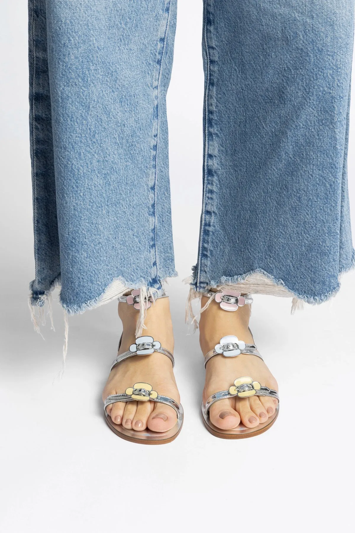 Tinx Flat Sandal In Silver Specchio sold by Larroude product image thumbnail 5